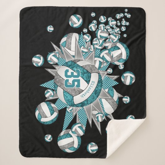 ティール(緑がかった色)グレガーリーーバレーボーパーソナライズされたウト シェルパブランケット (正面)