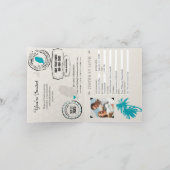 ティール(緑がかった色)グレナダアイランドパーム結婚ツリーのPassport Inv 招待状 (内部)