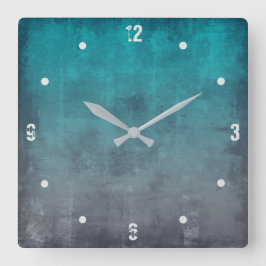 ティール（緑がかった色）グレモダンー素朴マー抽象芸術 スクエア壁時計
