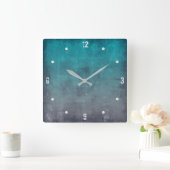 ティール(緑がかった色)グレモダンー素朴マー抽象芸術 スクエア壁時計 (ホーム)