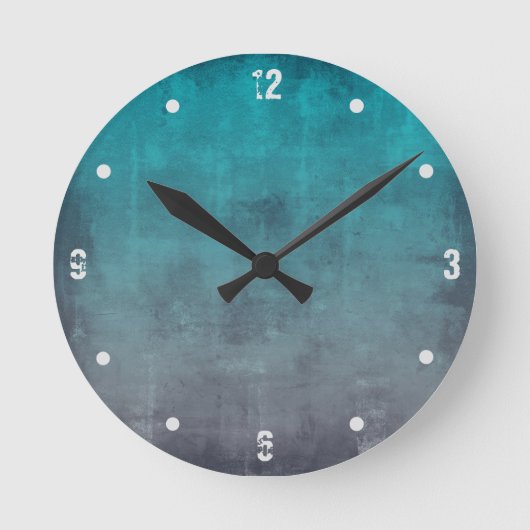 ティール（緑がかった色）グレモダンー素朴マー抽象芸術 ラウンド壁時計 (正面)