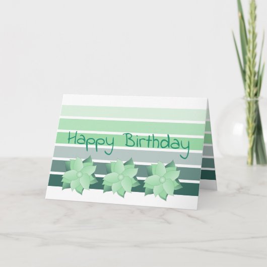 ティール（緑がかった色）グレーと白ストライプ色 カード (正面)