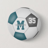 ティール（緑がかった色）グレーのサッカーチームのカラー党の好意 缶バッジ (正面)