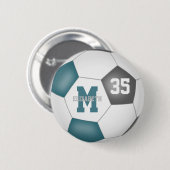 ティール（緑がかった色）グレーのサッカーチームのカラー党の好意 缶バッジ (正面&裏面)