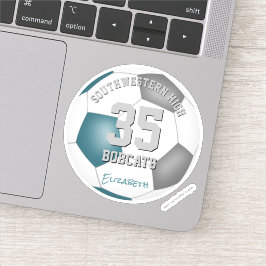 ティール（緑がかった色）グレーのチームカラーキッズのサッカー宴会の好意 シール