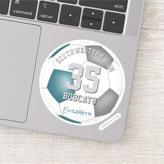 ティール(緑がかった色)グレーのチームカラーキッズのサッカー宴会の好意 シール (詳細)