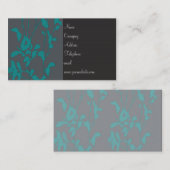 ティール(緑がかった色)グレーのレトロな葉プロファイルカード 名刺 (正面/裏面)