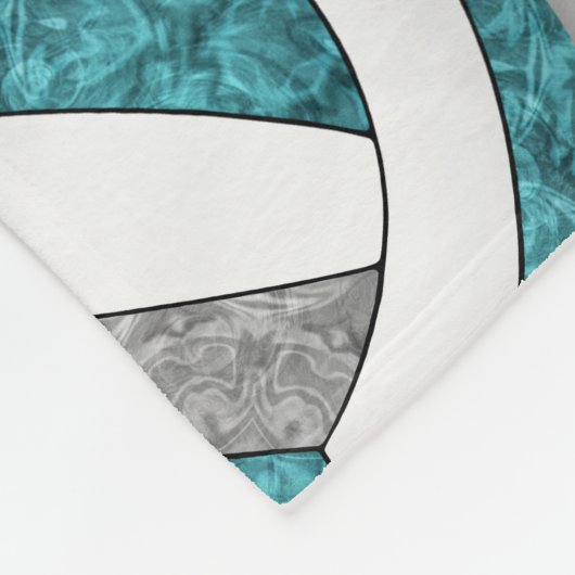 ティール(緑がかった色)グレーガーリースクールチームのカラーバレーボール フリースブランケット (角)