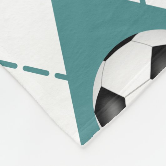 ティール(緑がかった色)グレーサッカーチームのカラーパタアーガイルーン フリースブランケット (角)