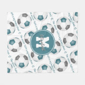 ティール（緑がかった色）グレーサッカー場は私の幸せな場所だ フリースブランケット (正面(横))