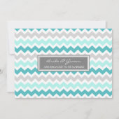 ティール(緑がかった色)グレーシェブロン婚約パーティ招待状 招待状 (裏面)