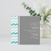 ティール(緑がかった色)グレーシェブロン婚約パーティ招待状 招待状 (スタンド正面)