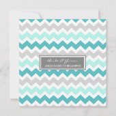 ティール(緑がかった色)グレーシェブロン婚約パーティ招待状 招待状 (裏面)