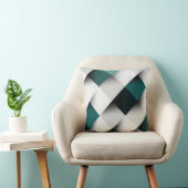 ティール(緑がかった色)/グレージオメトリパターン クッション (椅子)