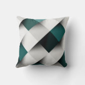 ティール(緑がかった色)/グレージオメトリパターン クッション (裏面)