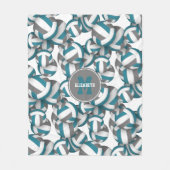 ティール(緑がかった色)グレースクールチームのカラーバレーボール フリースブランケット (正面)