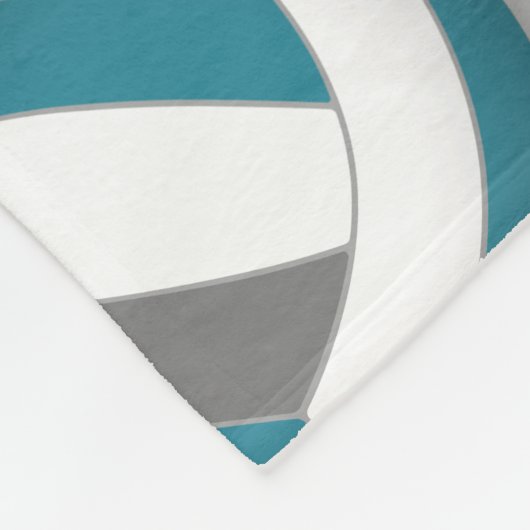 ティール(緑がかった色)グレースクールチームのカラーバレーボール フリースブランケット (角)