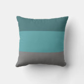 ティール（緑がかった色）、グレーストライプ クッション (裏面)