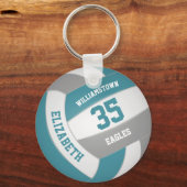 ティール（緑がかった色）グレースポーツチームカラーズガールズバレーボール キーホルダー (正面)