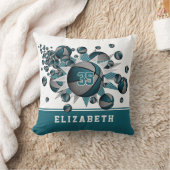 ティール(緑がかった色)グレースポーツデコールバスケットボールパンアウト クッション (ブランケット)