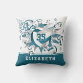 ティール（緑がかった色）グレースポーツルーム女子バレーボールのスター クッション (裏面)