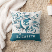 ティール（緑がかった色）グレースポーツルーム女子バレーボールのスター クッション (ブランケット)