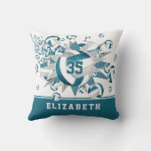 ティール（緑がかった色）グレースポーツルーム女子バレーボールのスター クッション (裏面)