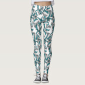 ティール（緑がかった色）グレーチームのカラーバレガーリーボールパターン レギンス (正面)