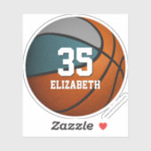 ティール（緑がかった色）グレーチームカラーガールズバスケットボールガールズボーイズ シール (シート)