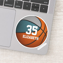 ティール(緑がかった色)グレーチームカラーガールズバスケットボールガールズボーイズ シール