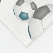 ティール(緑がかった色)グレーチームカラーガールズボーイズサッカーボール フリースブランケット (角)