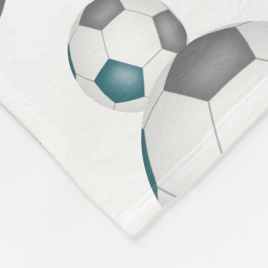 ティール(緑がかった色)グレーチームカラーガールズボーイズサッカーボール フリースブランケット (角)