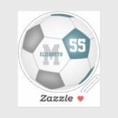 ティール(緑がかった色)グレーチームカラーガールズボーイズサッカー シール (シート)