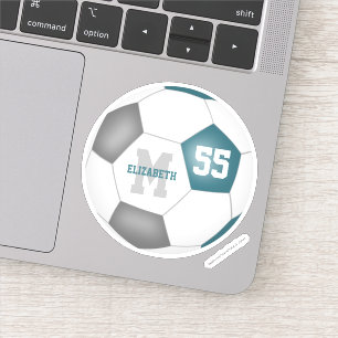 ティール(緑がかった色)グレーチームカラーガールズボーイズサッカー シール