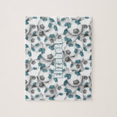 ティール（緑がかった色）グレーチームカラーガールズボーイズサッカー ジグソーパズル (縦)