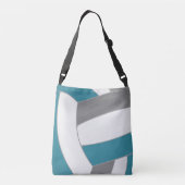 ティール（緑がかった色）グレーチームカラーバレーボールアスリートコーチ クロスボディバッグ (裏面)