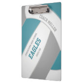 ティール（緑がかった色）グレーチームカラーバレーボールコーチ クリップボード (左)