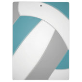 ティール（緑がかった色）グレーチームカラーバレーボールコーチ クリップボード (裏面)