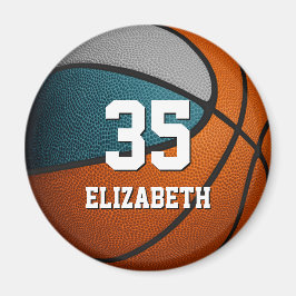 ティール（緑がかった色）グレーバスケットボールのチームカラー マグネット