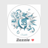 ティール(緑がかった色)グレーバレーボールが女の子チームのギフトをスター シール (シート)