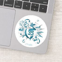 ティール（緑がかった色）グレーバレーボールが女の子チームのギフトをスター シール