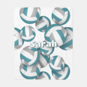 ティール(緑がかった色)グレーバレーボールガールズスポーツルームの装飾 フリースブランケット (正面)