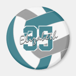 ティール（緑がかった色）グレーバレーボールチームの色のギフト マグネット