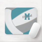 ティール（緑がかった色）グレーバレーボールチームの色の女の子の男の子 マウスパッド (マウス)