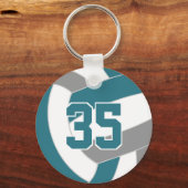 ティール(緑がかった色)グレーバレーボールチームカラー キーホルダー (正面)