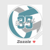 ティール（緑がかった色）グレーバレーボールチームカラー シール (シート)