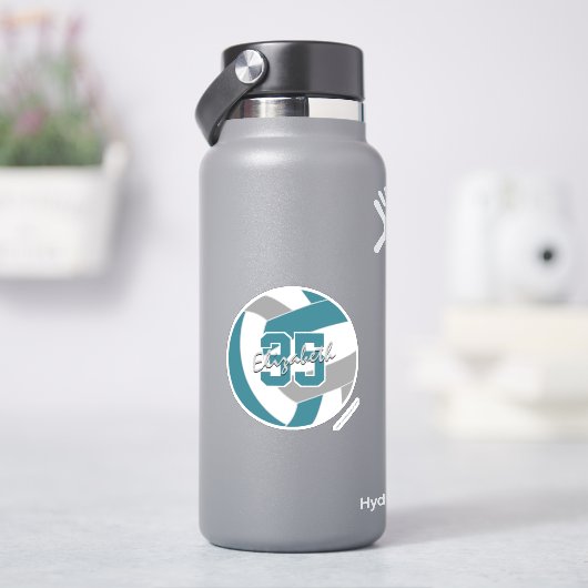 ティール（緑がかった色）グレーバレーボールチームカラー シール (HydroFlask)