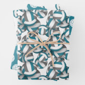 ティール（緑がかった色）グレーバレーボールパターンすべての大事な行事 ラッピングペーパーシート (インサイチュ)