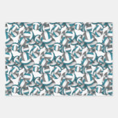 ティール(緑がかった色)グレーバレーボールパターンすべての大事な行事 ラッピングペーパーシート (正面)