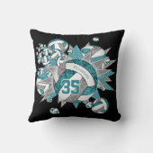 ティール(緑がかった色)グレーバレーボール吹き出しスガーリーポーツデッキ クッション (裏面)